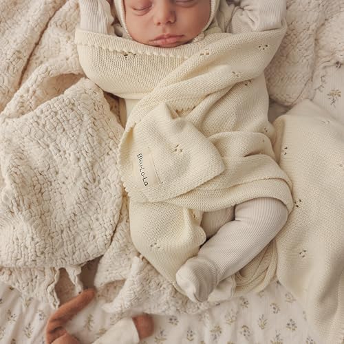 100% Luxury Organic Cotton Pointelle Knit Baby Blanket