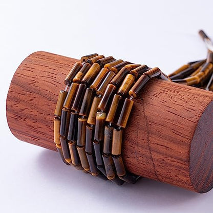 Natural Yellow Tiger Eye Cylinder Tube Beads 4x13mm 38cm (28 Count)