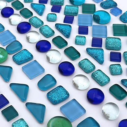 Assorted Blue Irregular Crystal Mosaic Tiles (9 Ounce)