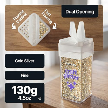 Craft Glitter Shaker Gold Silver 130g Fine (4.6 Ounce)