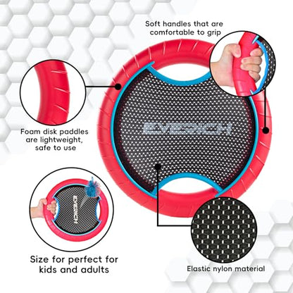 Bouncy Paddle Ball Game for Kids with 2 EVA Foam Trampoline Paddles and 4 Balls