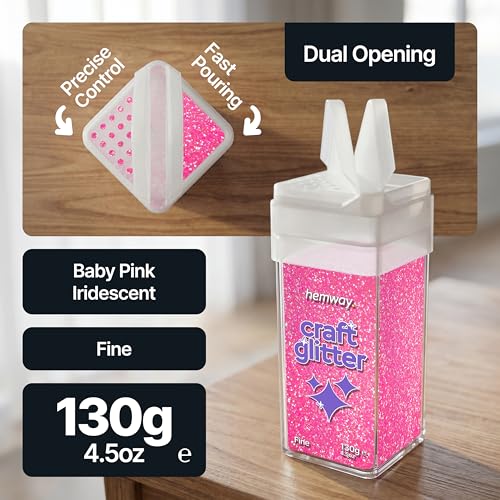Craft Glitter Shaker Baby Pink Iridescent 110g Fine (4.6 Ounce)