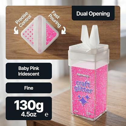 Craft Glitter Shaker Baby Pink Iridescent 110g Fine (4.6 Ounce)