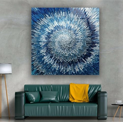 20Wx14H'' Abstract Blue Textured Glass Wall ArtTempered Glass Printing Wall Decor Large Wall Art Wall Hangings