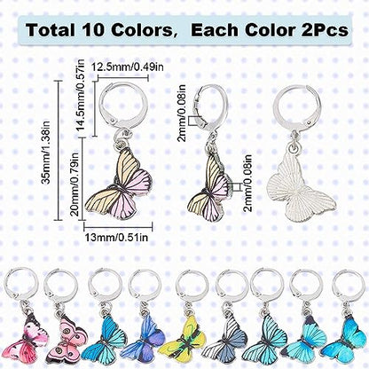 1 Box 20Pcs Stitch Markers Cute Butterfly Lobster Clasp Charms Crochet Stitch Marker Removable Knitting Stitch Markers Metal Crocheting Markers for Sewing Weaving Knit Threading DIY Craft (20 Count)