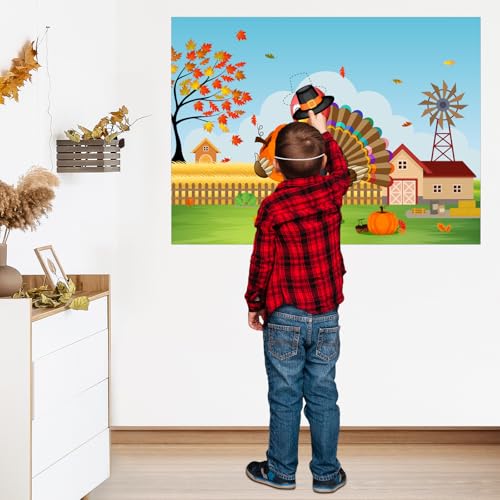 Pin the Hat on Turkey Thanksgiving Pin the Tail Fall Party Games