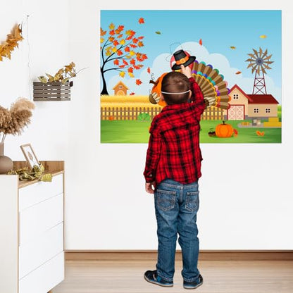 Pin the Hat on Turkey Thanksgiving Pin the Tail Fall Party Games