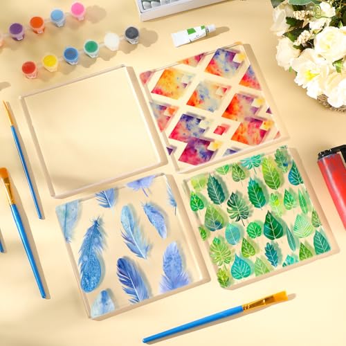 8 Pack Monoprinting Print Plates 6 x 6 Inch Reusable Silicone Plate Class Printing Plates for Press Art Printmaking for Card Making (8 Count)