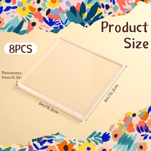 8 Pack Monoprinting Print Plates 6 x 6 Inch Reusable Silicone Plate Class Printing Plates for Press Art Printmaking for Card Making (8 Count)