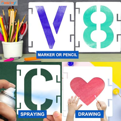 12 Inch 42 Pcs Reusable Letter Number Symbol Stencils (42 Count)