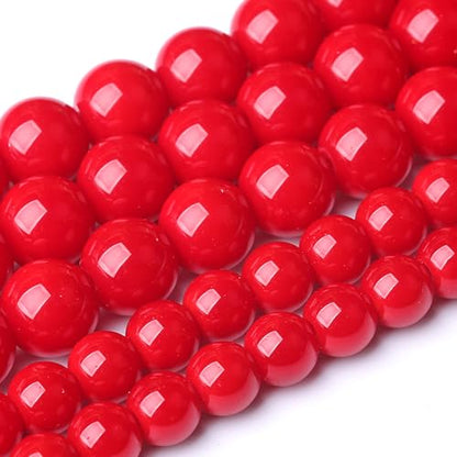 4MM Coral Red Glass Beads Natural Stone Crystal Energy Round Loose Beads for Jewelry Making Bracelet 90pcs 1 Strands 16"