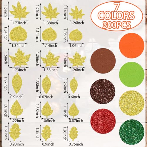 300Pcs Fall Foam Leaf Stickers