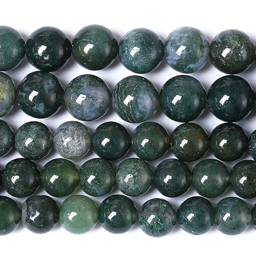 12mm 32pcs Natural Green Moss Agate Stone Beads for Jewelry Making DIY Bracelet Necklace 16"