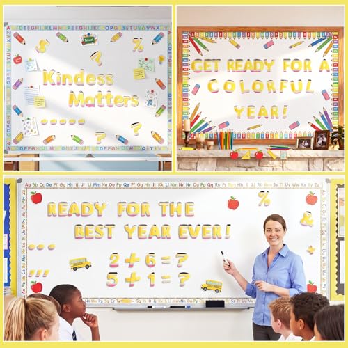 221 Pcs Pencil Bulletin Board Letters for Classroom (221 Count)