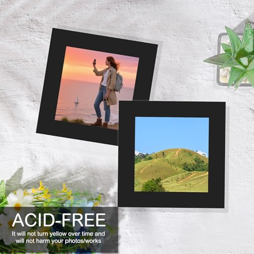 15 Pack 12x12 Black Picture Mats for 8x8 Photos (15 Count)