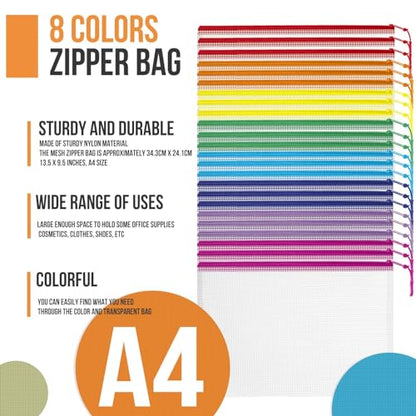 24pcs Mesh Zipper Pouch Bags Puzzle Storage Bags