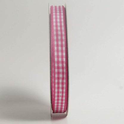 Pink and White Gingham Ribbon Hot Pink Gingham Ribbon 25 Yards Each Roll 100% Polyester (3/8", Hot.Pink) - Crafty Corner