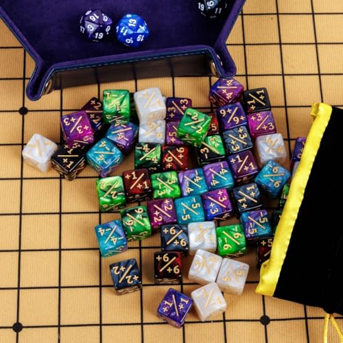 82 Pack Magic The Gathering Counter Dice Set 72 Pcs D6 MTG Dice Life Counters Tokens for Magic Card Game Accessories with 3 Pcs Rolling Dice 7 Pcs Drawstring Bags (56 Count)