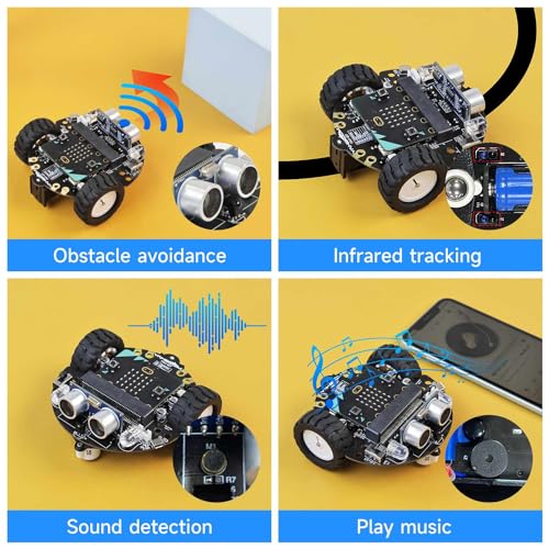 Microbit V2 Robot Intelligent Obstacle Avoidance Follow Makecode Graphical Programming Python Programming（with Microbit V2） Pre