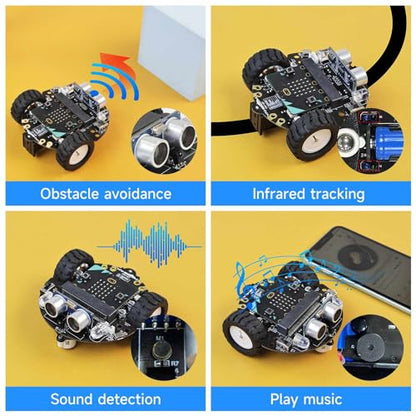 Microbit V2 Robot Intelligent Obstacle Avoidance Follow Makecode Graphical Programming Python Programming（with Microbit V2） Pre