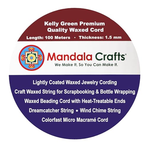 1.5mm Kelly Green Waxed Cord