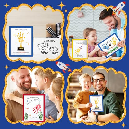 48 Sets Father's Day Handprint Crafts DIY Religious Hand Keepsake Craft Gifts with Flower Stickers for Mom Dad Home Party Activities (48 Count)
