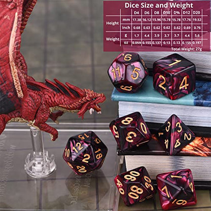 RPG Dice Set 210 Polyhedral Dice with Drawstring Bag for DND (210 Count)