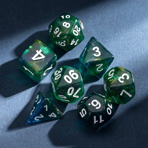 7 Die DND Dice Set Polyhedral Dice Set with a Leather Dice Bag (7 Count)