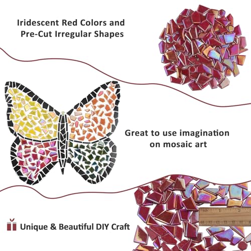 Iridescent Glass Mosaic Tiles for Crafts Bulk (7.05 Ounce)