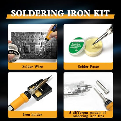 Orange 80W Adjustable Temperature Soldering Iron Kit