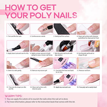 Poly Nail Gel Kit 6 Colors with 48W UV