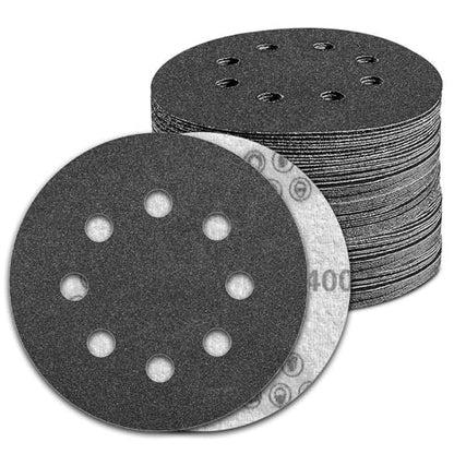 100 Pcs 5 inch Wet Dry Sanding Discs Grit 400 Hook and Loop 8 Hole Silicon Carbide Orbital Sander Sandpaper (100 Count)