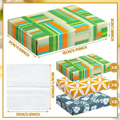 24 Packs 960 Sheets Tissue Cube Car Facial Boxes Disposable Facial Travel Tissues Holder Soft Watercolor Boxes 2 Ply 40 Sheets for Wedding Household Car Kitchen Bathroom (960 Count)