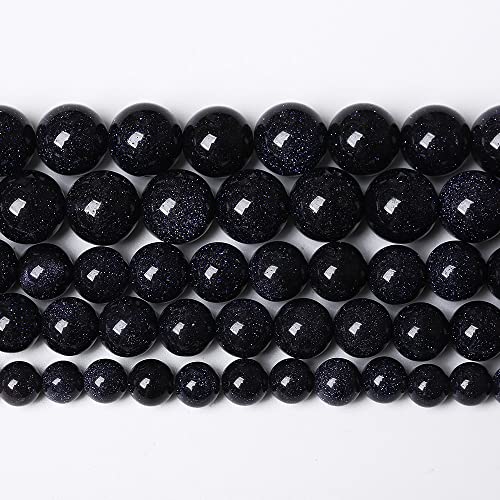 90PCS 4mm Starry Blue Sandstone Gemstone Beads Beads Natural Stone Round Loose Beads for Jewelry Making DIY Bracelet Necklace 15" Inch