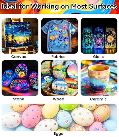 64 PCS Classic & Pastel & Metallic & Glow in the Dark Acrylic Paint Set