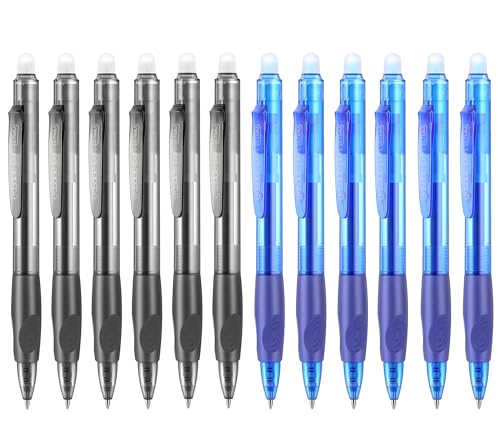 Erasable Pens Click Fine Point 0.7 mm Retractable Erasable Gel Pens for Completing Sudoku and Crossword Puzzles 12 Pack (9 Count)