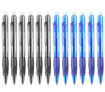 Erasable Pens Click Fine Point 0.7 mm Retractable Erasable Gel Pens for Completing Sudoku and Crossword Puzzles 12 Pack (9 Count)