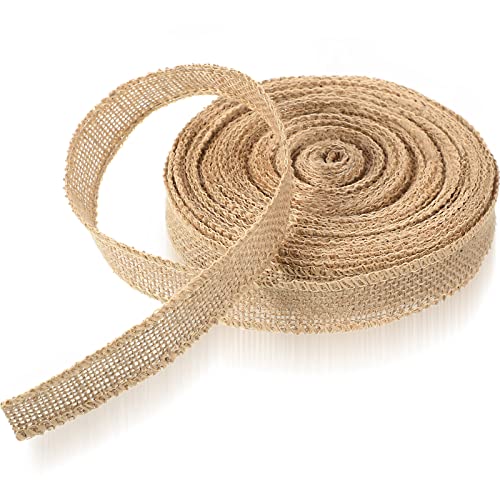 20 Yard 1 Inches Burlap Ribbon Wide Jute Ribbon Natural Burlap Fabric Roll Wired Edge for Wreaths