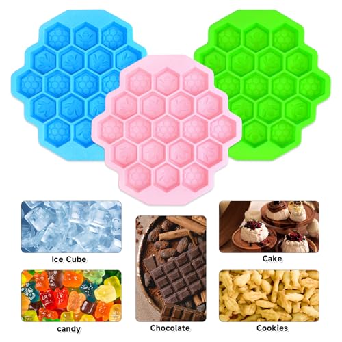 3Pcs Honeycomb Bees Silicone Molds (57 Count)