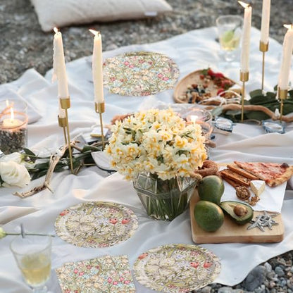 40Pcs William Morris Paper Plates Vintage Floral Decorations (40 Count)