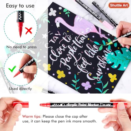 36 Colors Brush & Dot Tip Acrylic Paint Markers (36 Count)