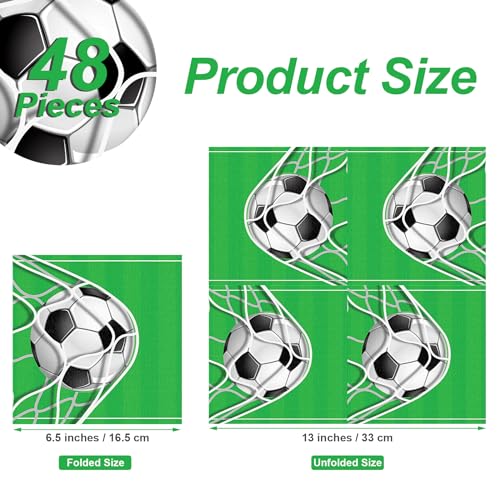 48 Pieces Soccer Paper Napkins Disposable Football Party Napkins Sports Ball Napkins Soccer Cocktail Dinner Napkin Set 13" x 13" Unfolded Football Tableware Napkins for Sports Party Supplies (48 Count)
