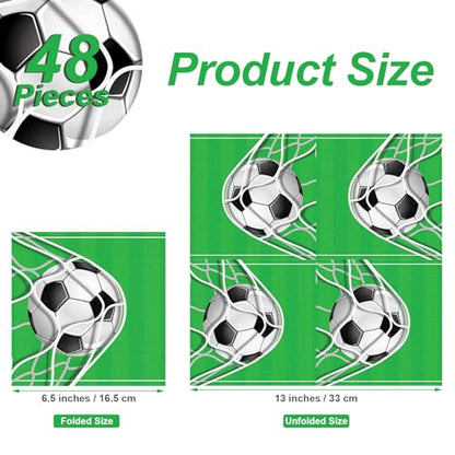 48 Pieces Soccer Paper Napkins Disposable Football Party Napkins Sports Ball Napkins Soccer Cocktail Dinner Napkin Set 13" x 13" Unfolded Football Tableware Napkins for Sports Party Supplies (48 Count)