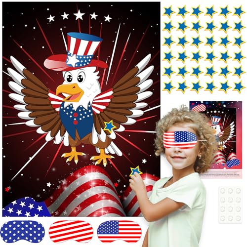 4th of July Patriotic Party Game for Kid Pin The Tail on The Eagle