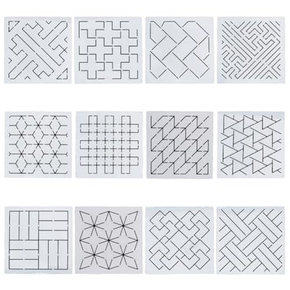 Sashiko Embroidery Stencils Sashiko Stencil Geometric Embroidery Patterns Stencils for Drawing Sashiko Template for Hand Quilting and Embroidery14x14cm