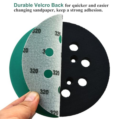 5-Inch 8-Hole Wet Dry Sanding Discs 320 Grit Sandpaper, 50-Pack (50 Count)