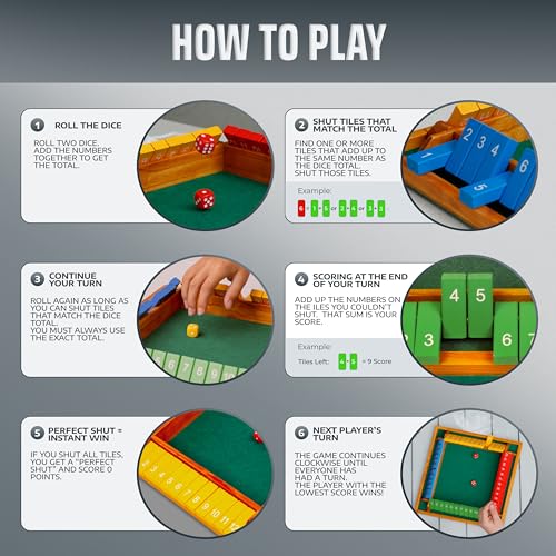 Shut The Box Game Wooden Board for 4 Players
