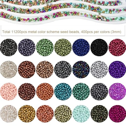 11200pcs Glass Seed Beads for DIY Crafting Bracelet Necklace Embroidery Jewelry Making Supplies (11200 Count)