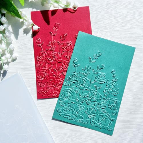 3D Texured Spring Flower Rose Bloom Plastic Embossing Folders for Card Making Scrapbooking and Other Paper Crafts