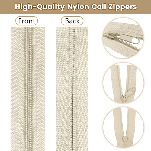 24 Yards 8 Pieces Sewing Zippers #3 Nylon Coil Zippers Assorted Zipper for Sewing with 32 Zipper Sliders for DIY Tailor Sewing Crafts Supplies (8 Count)
